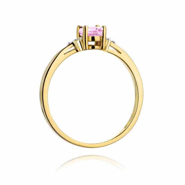 Inel Aur 14K cu Topaz Roz 0.50 ct si Diamante Naturale 0.05 ct, imaginea 3 din 10