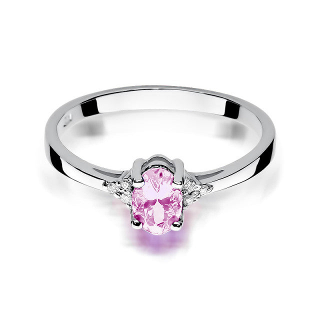 Inel Aur 14K cu Topaz Roz 0.50 ct si Diamante Naturale 0.05 ct, imaginea 5 din 10