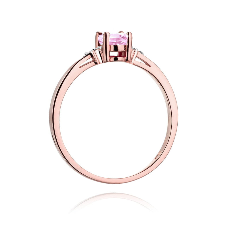 Inel Aur 14K cu Topaz Roz 0.50 ct si Diamante Naturale 0.05 ct, imaginea 9 din 10