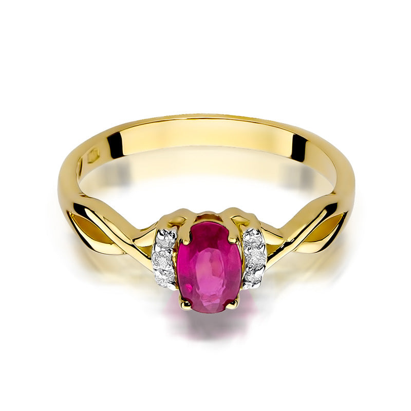 Inel Aur 14K cu Rubin 0.60 ct si Diamante Naturale 0.05 ct, imaginea 2 din 10