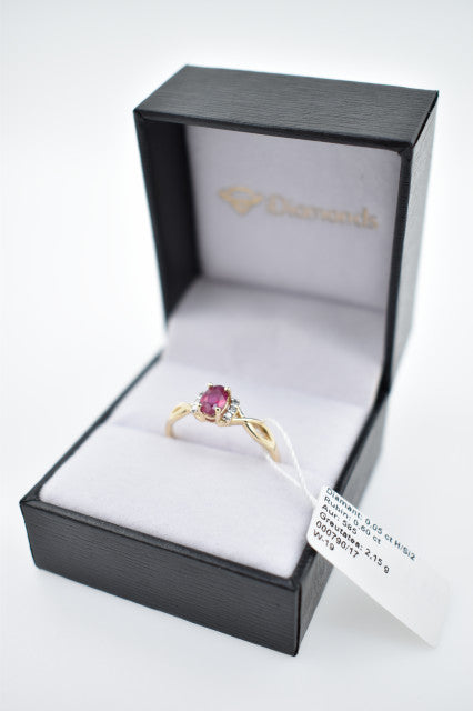 Inel Aur 14K cu Rubin 0.60 ct si Diamante Naturale 0.05 ct, imaginea 4 din 10