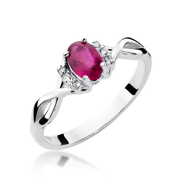 Inel Aur 14K cu Rubin 0.60 ct si Diamante Naturale 0.05 ct, imaginea 5 din 10
