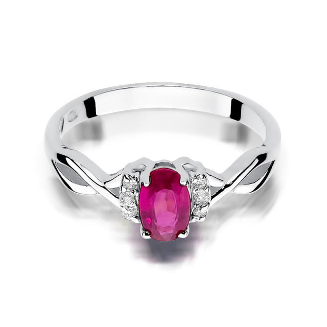 Inel Aur 14K cu Rubin 0.60 ct si Diamante Naturale 0.05 ct, imaginea 6 din 10