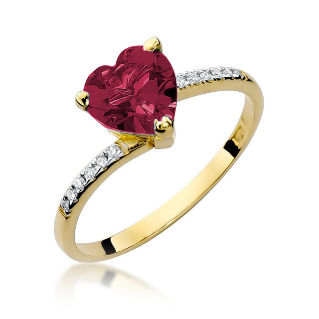 Inel Aur 14K cu Rubin 1.70 ct si Diamante Naturale 0.06 ct — Aur galben