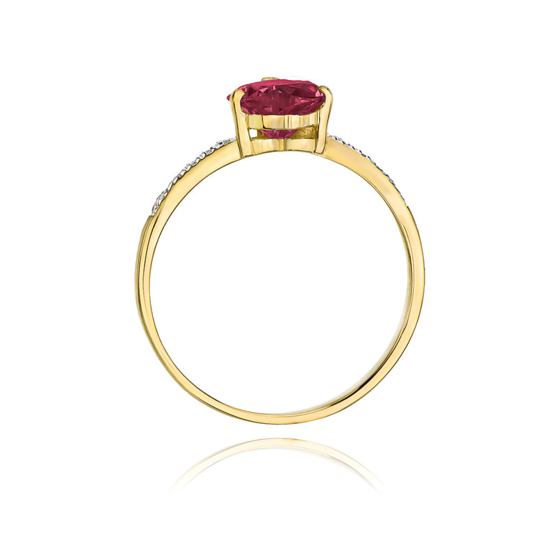 Inel Aur 14K cu Rubin 1.70 ct si Diamante Naturale 0.06 ct, imaginea 3 din 10