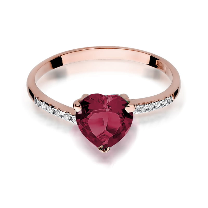 Inel Aur 14K cu Rubin 1.70 ct si Diamante Naturale 0.06 ct, imaginea 9 din 10