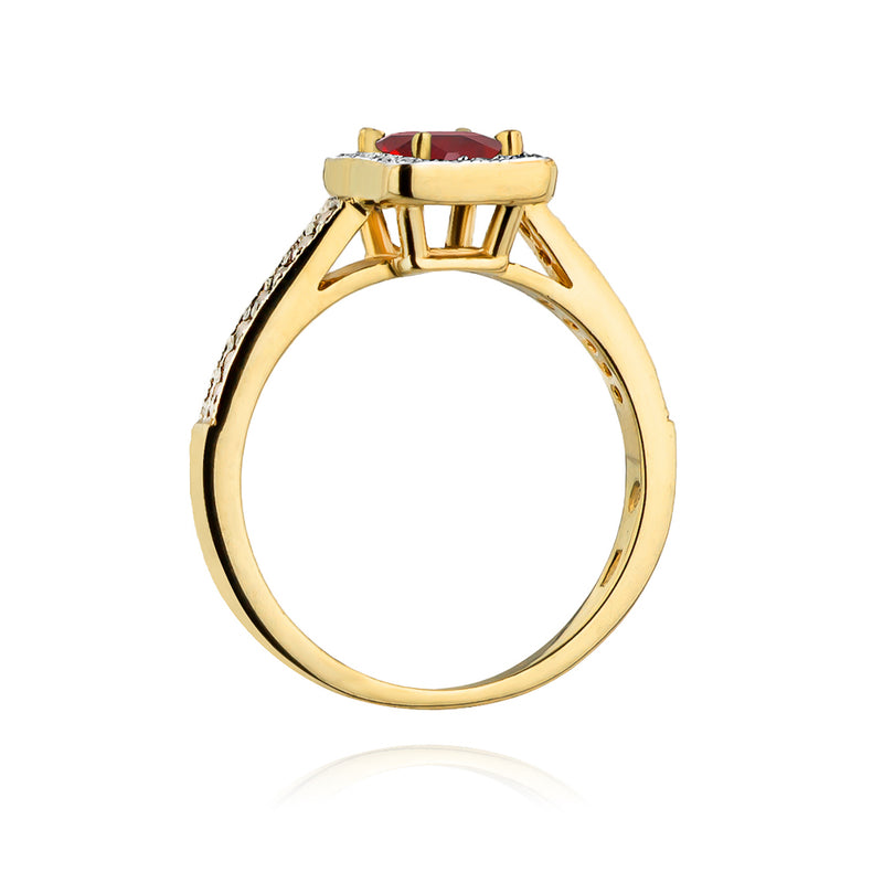 Inel Aur 14K cu Rubin 0.80 ct si Diamante Naturale 0.19 ct, imaginea 3 din 10