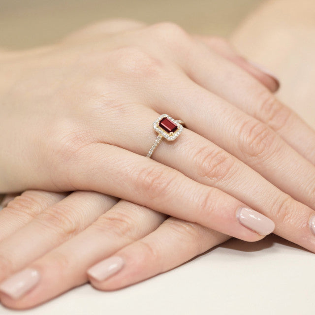 Inel Aur 14K cu Rubin 0.80 ct si Diamante Naturale 0.19 ct, imaginea 4 din 10