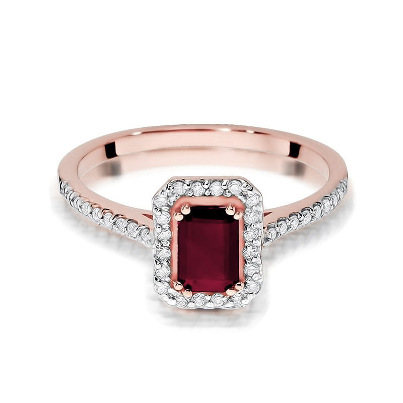 Inel Aur 14K cu Rubin 0.80 ct si Diamante Naturale 0.19 ct, imaginea 9 din 10