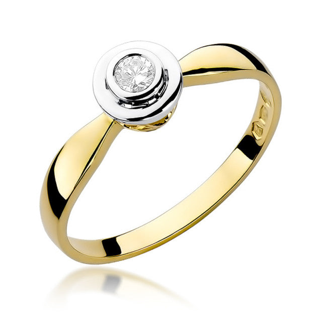 Inel Aur 14K cu Diamant Natural 0.15 ct — Aur galben
