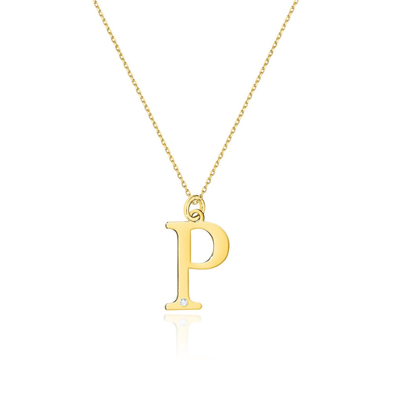 Colier Aur 14K cu Diamant Natural 0.01 ct — Aur galben