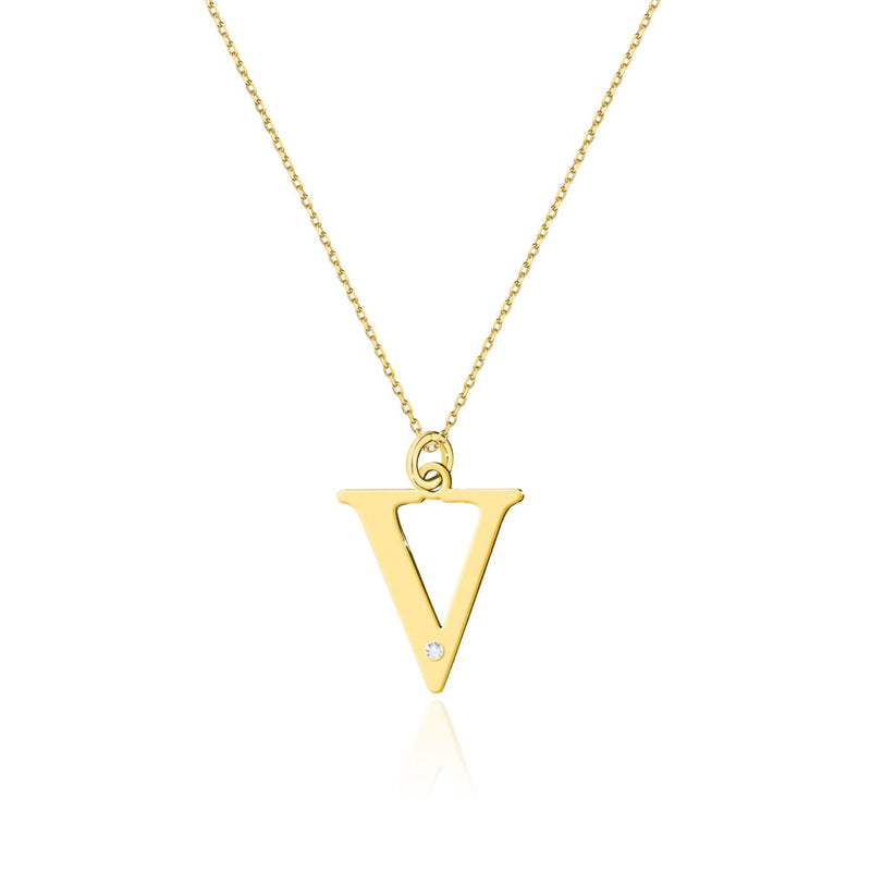 Colier Aur 14K cu Diamant Natural 0.01 ct — Aur galben