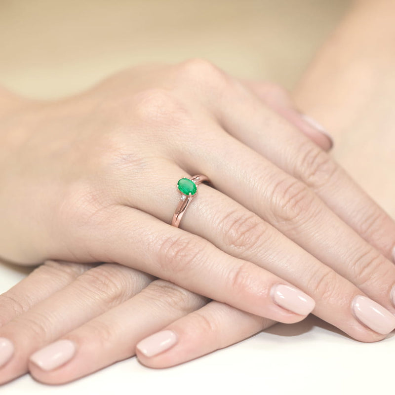 Inel Aur 14K cu Smarald 0.40 ct si Diamante Naturale 0.03 ct, imaginea 11 din 11