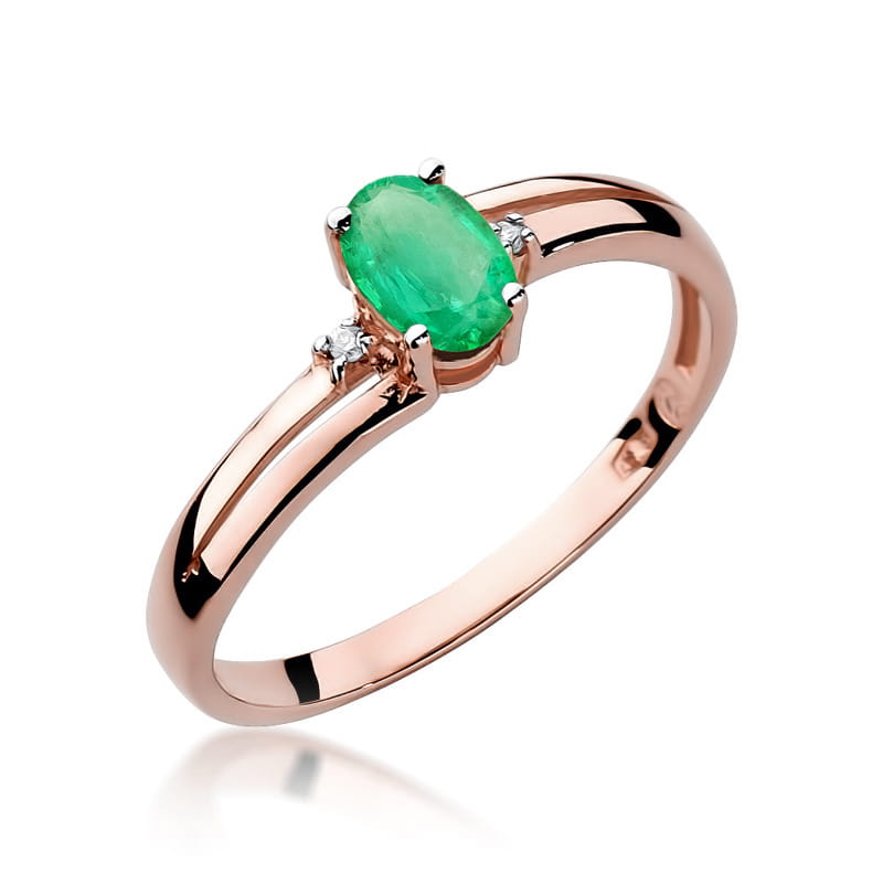 Inel Aur 14K cu Smarald 0.40 ct si Diamante Naturale 0.03 ct, imaginea 8 din 11
