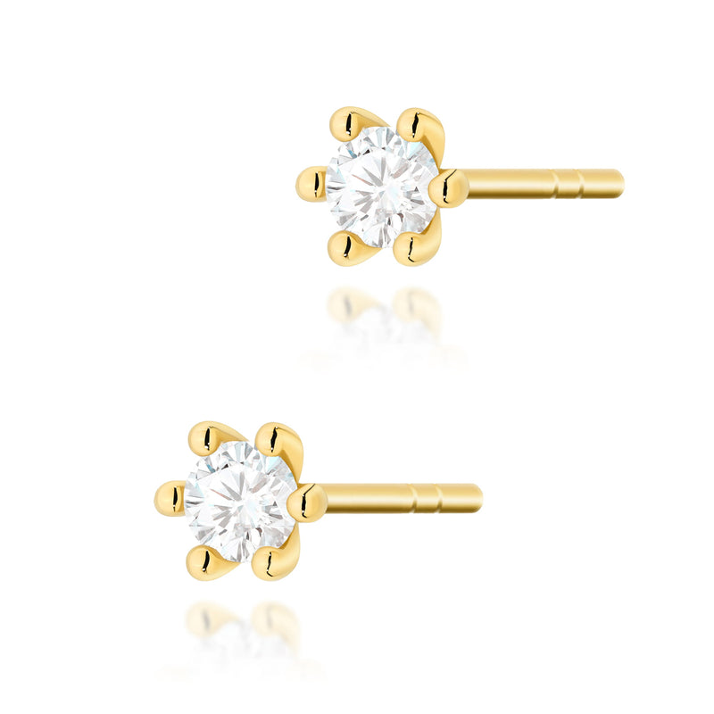 Cercei Aur 14K cu Diamant Natural 0.10 ct — Aur galben