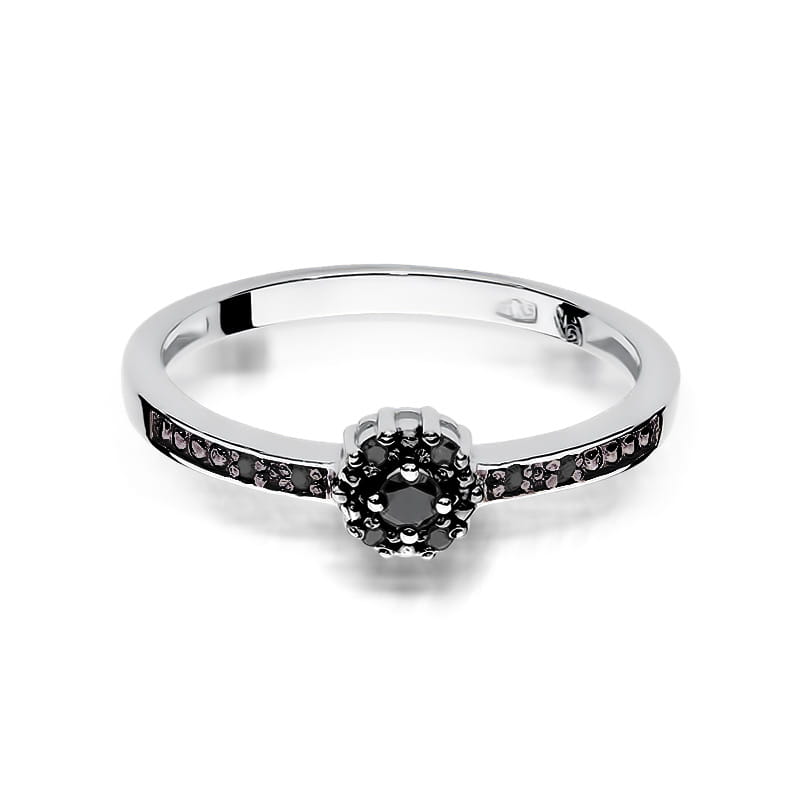 Inel Aur 14K cu Diamante Naturale Negre 0.09 ct, imaginea 6 din 11