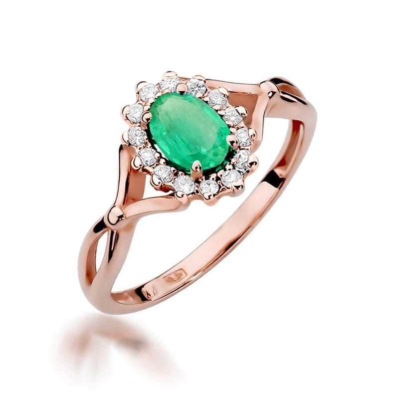 Inel Aur 14K cu Smarald 0.80 ct si Diamante Naturale 0.28 ct, imaginea 8 din 10