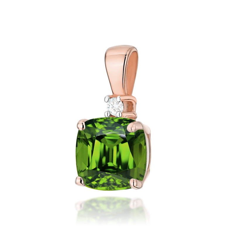Pandantiv Aur 14K cu Peridot 1.00 ct si Diamant Natural 0.01 ct, imaginea 5 din 6
