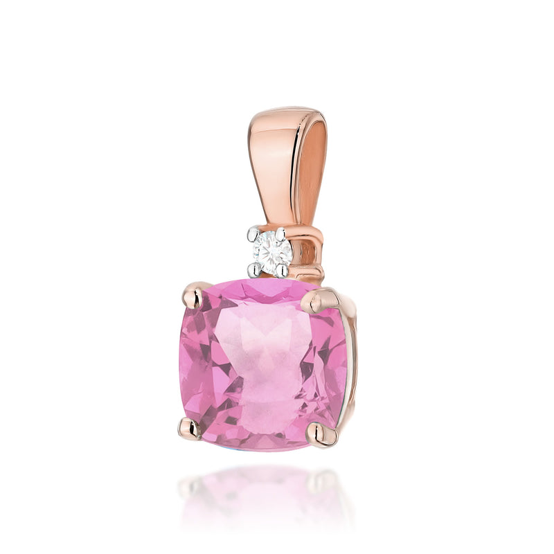 Pandantiv Aur 14K cu Topaz Roz 1.10 ct si Diamant Natural 0.01 ct, imaginea 1 din 6