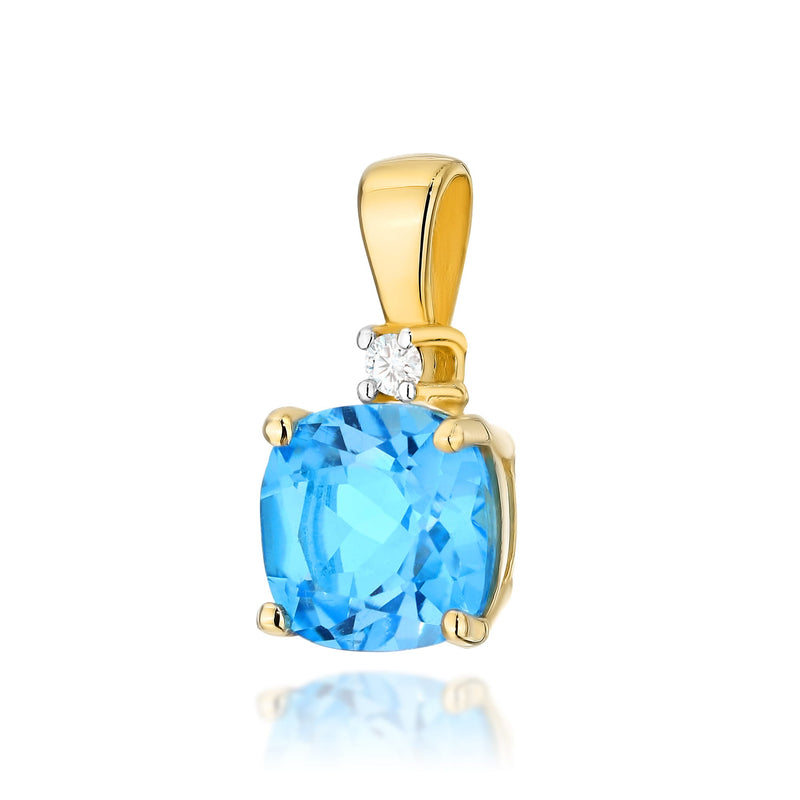 Pandantiv Aur 14K cu Topaz Swiss 1.10 ct si Diamant Natural 0.01 ct — Aur galben
