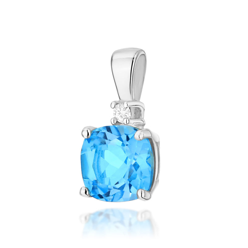 Pandantiv Aur 14K cu Topaz Swiss 1.10 ct si Diamant Natural 0.01 ct, imaginea 3 din 6