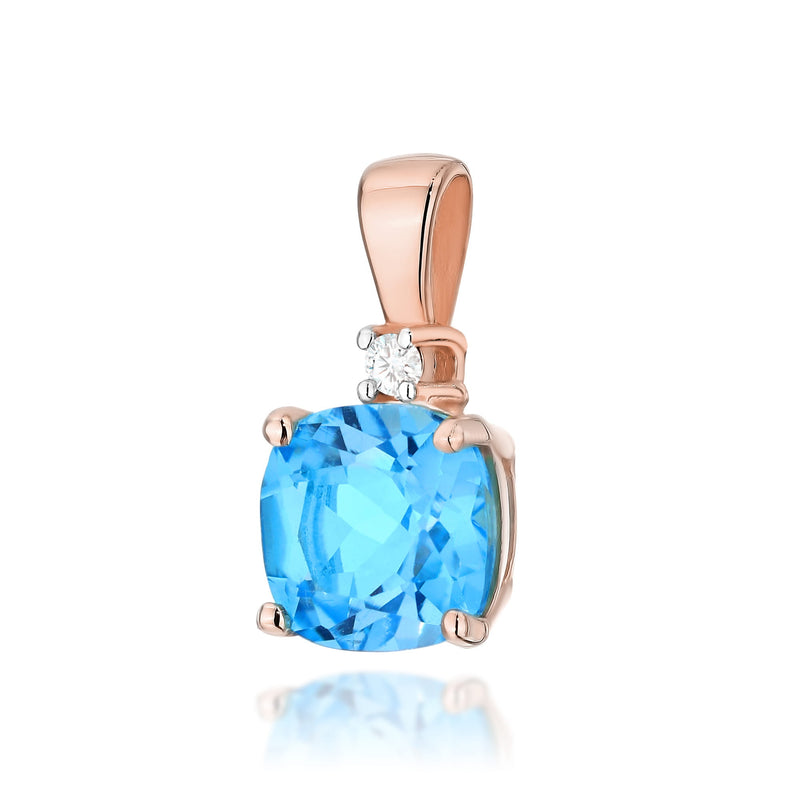 Pandantiv Aur 14K cu Topaz Swiss 1.10 ct si Diamant Natural 0.01 ct, imaginea 5 din 6