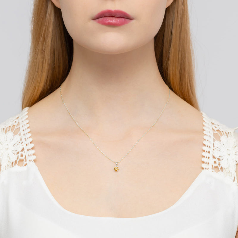 Pandantiv Aur 14K cu Citrin 0.50 ct si Diamant Natural 0.01 ct, imaginea 6 din 6