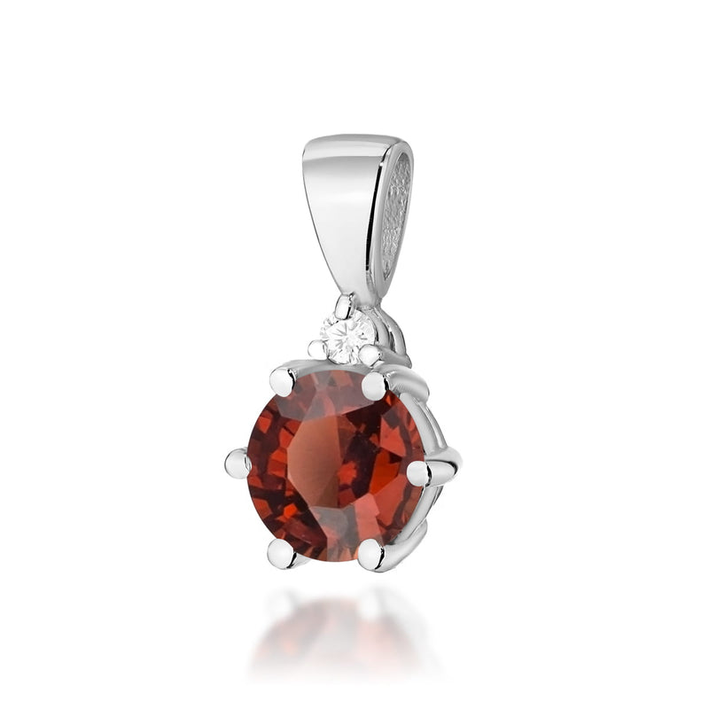 Pandantiv Aur 14K cu Granat 0.60 ct si Diamant Natural 0.01 ct, imaginea 3 din 6