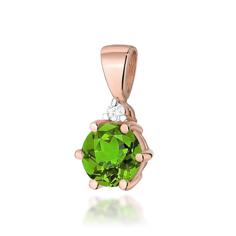 Pandantiv Aur 14K cu Peridot 0.60 ct si Diamant Natural 0.01 ct, imaginea 5 din 6