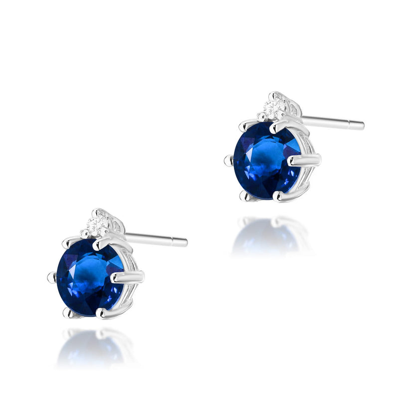Cercei Aur 14K cu Safir 0.50 ct si Diamante Naturale 0.03 ct, imaginea 3 din 6