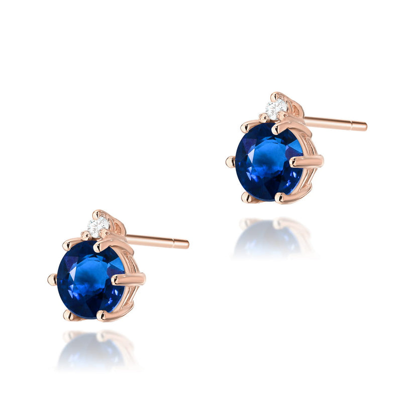 Cercei Aur 14K cu Safir 0.50 ct si Diamante Naturale 0.03 ct, imaginea 5 din 6