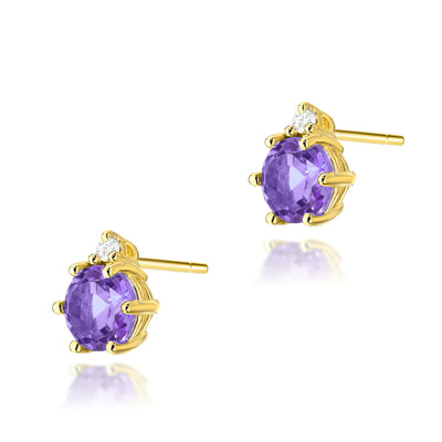 Cercei Aur 14K cu Ametist 0.50 ct si Diamante Naturale 0.03 ct