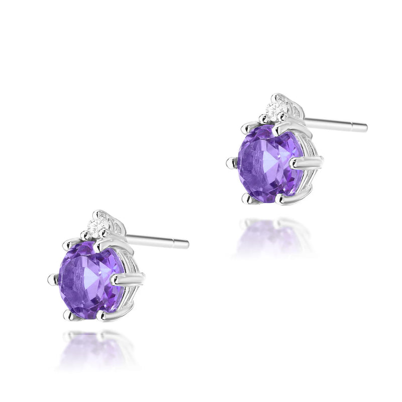 Cercei Aur 14K cu Ametist 0.50 ct si Diamante Naturale 0.03 ct, imaginea 3 din 6