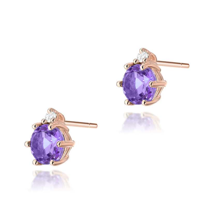 Cercei Aur 14K cu Ametist 0.50 ct si Diamante Naturale 0.03 ct, imaginea 5 din 6