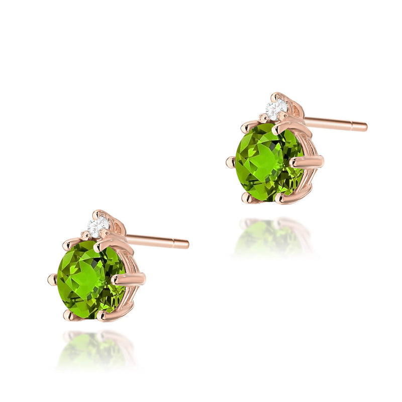 Cercei Aur 14K cu Peridot 0.60 ct si Diamante Naturale 0.03 ct, imaginea 5 din 6