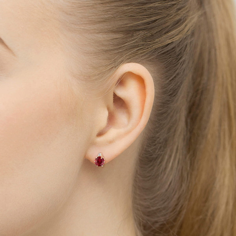 Cercei Aur 14K cu Rubin 0.60 ct si Diamante Naturale 0.03 ct, imaginea 6 din 6