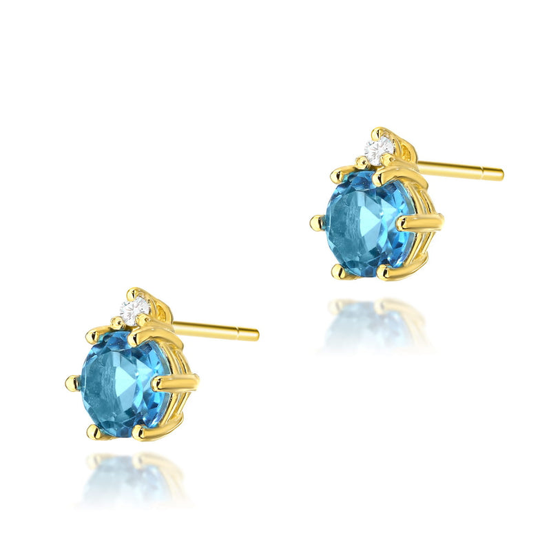 Cercei Aur 14K cu Topaz Swiss 0.50 ct si Diamante Naturale 0.03 ct — Aur galben