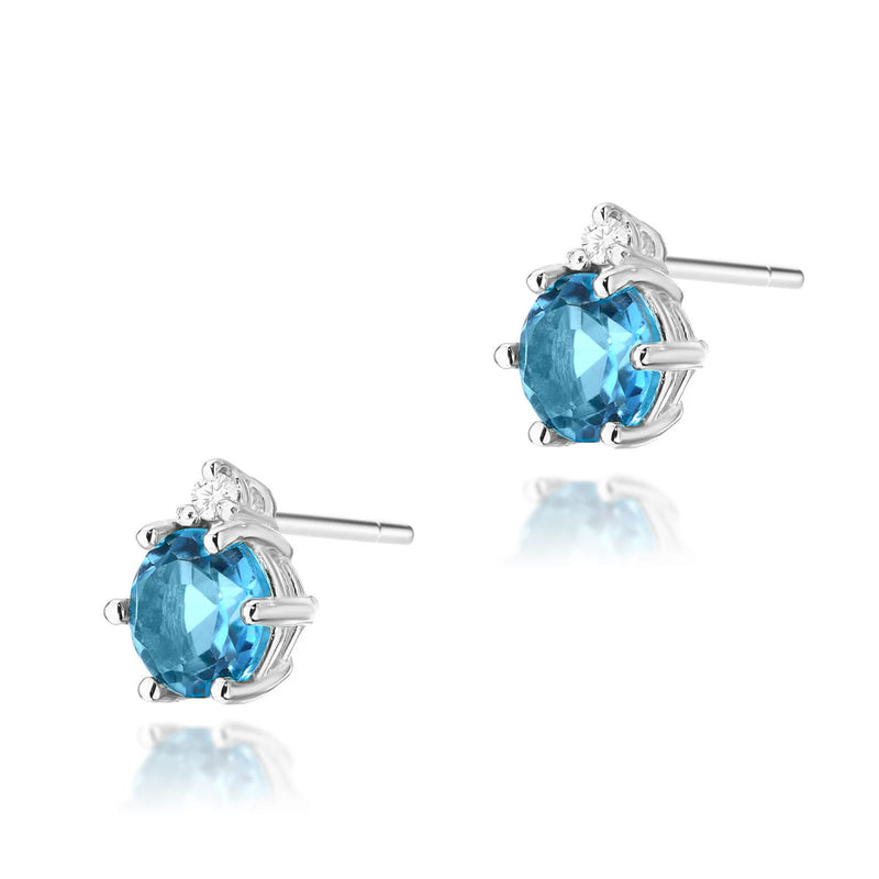 Cercei Aur 14K cu Topaz Swiss 0.50 ct si Diamante Naturale 0.03 ct, imaginea 3 din 6