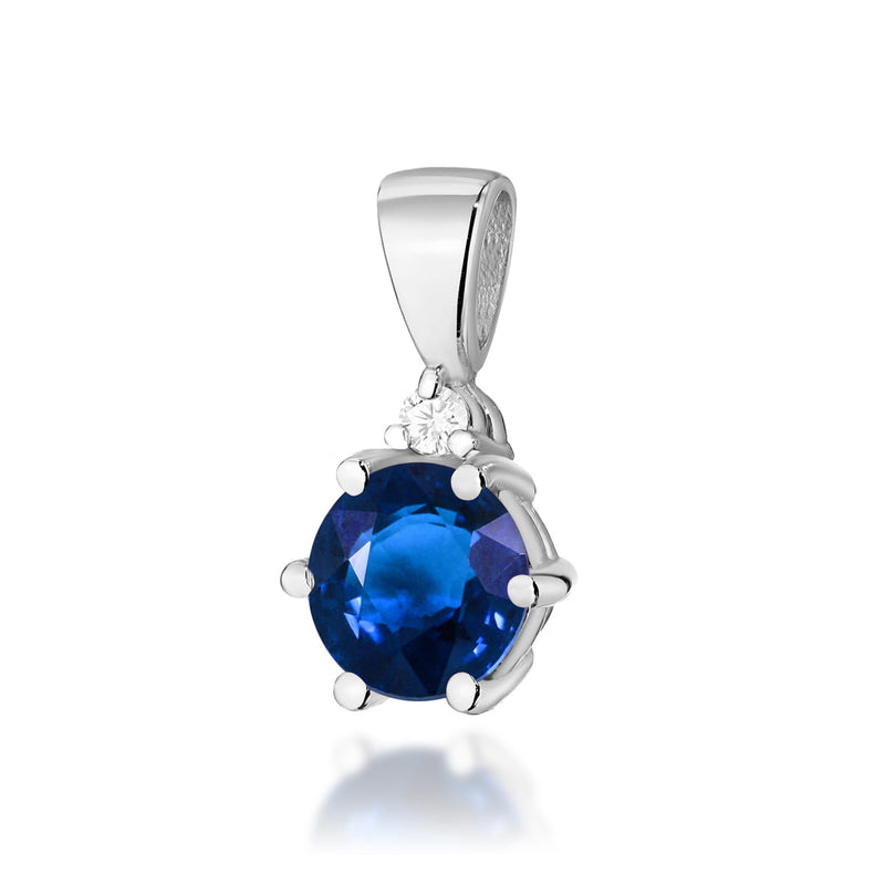 Pandantiv Aur 14K cu Safir 0.50 ct si Diamant Natural 0.01 ct, imaginea 1 din 6