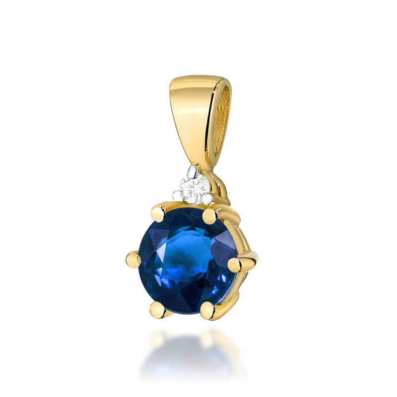 Pandantiv Aur 14K cu Safir 0.50 ct si Diamant Natural 0.01 ct — Aur galben