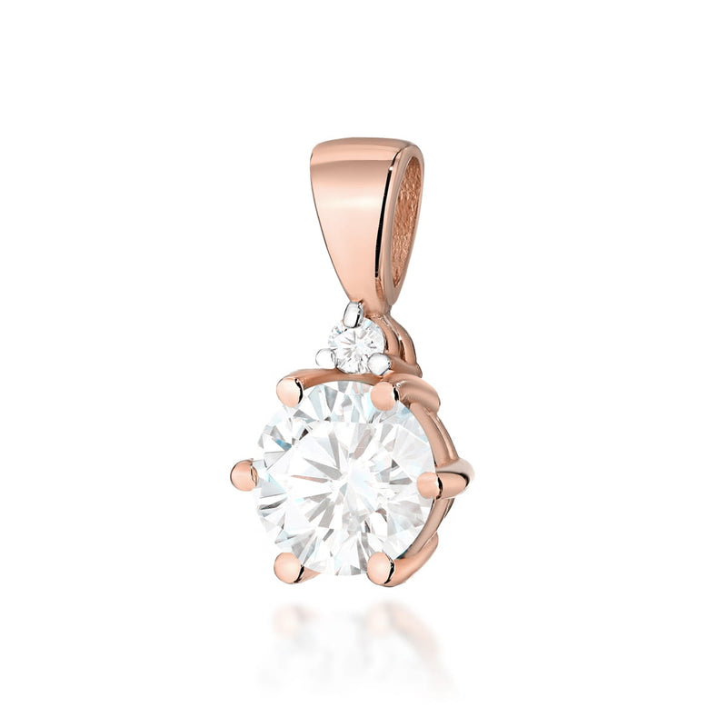 Pandantiv Aur 14K cu White Sapphire 0.60 ct si Diamant Natural 0.01 ct, imaginea 3 din 6