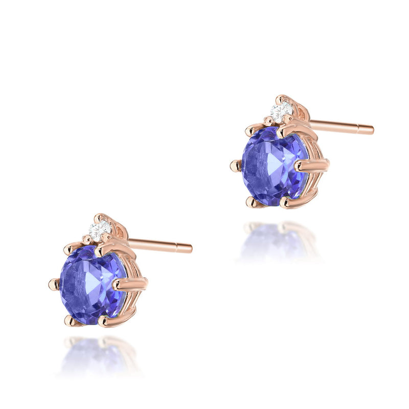 Cercei Aur 14K cu Tanzanit 0.50 ct si Diamante Naturale 0.03 ct, imaginea 5 din 6
