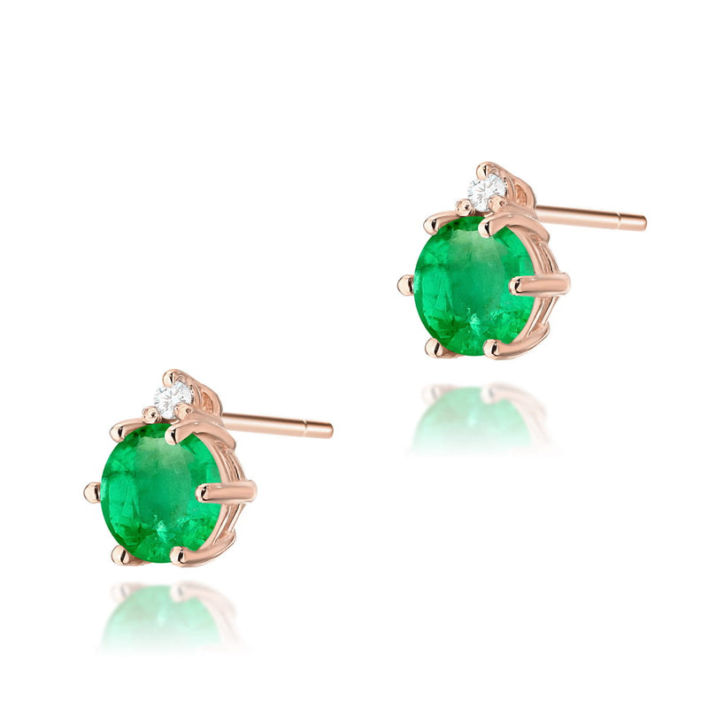 Cercei Aur 14K cu Smarald 0.50 ct si Diamante Naturale 0.03 ct, imaginea 5 din 6
