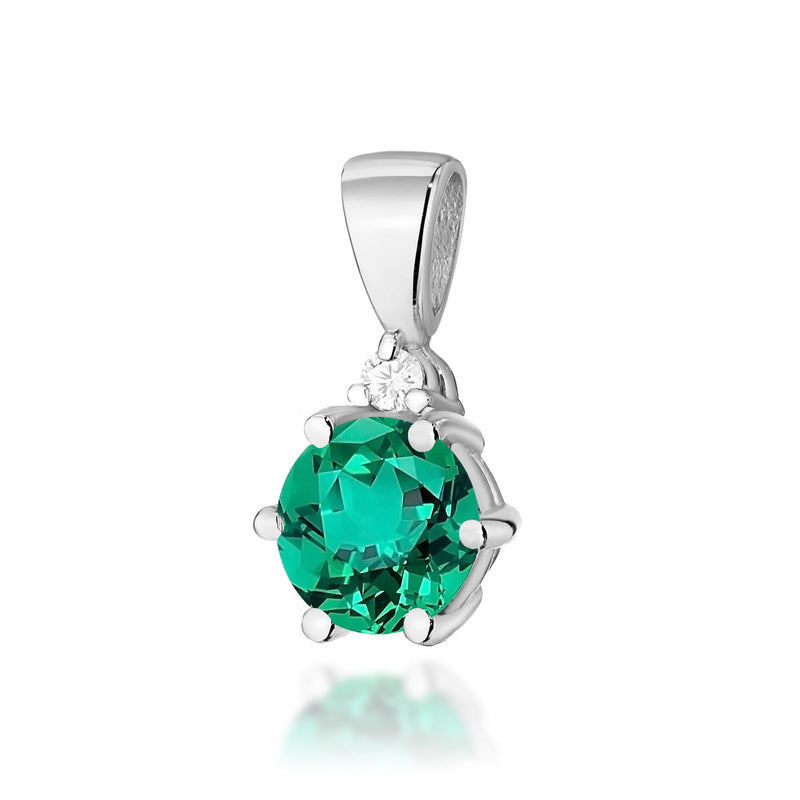 Pandantiv Aur 14K cu Smarald 0.50 ct si Diamant Natural 0.01 ct, imaginea 1 din 6