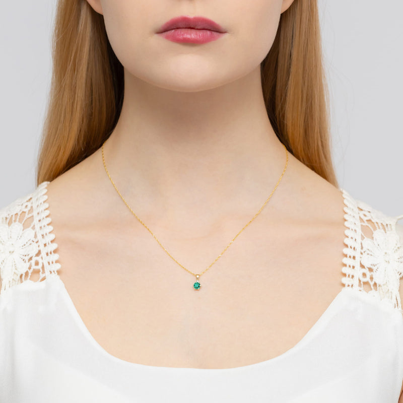 Pandantiv Aur 14K cu Smarald 0.50 ct si Diamant Natural 0.01 ct, imaginea 6 din 6