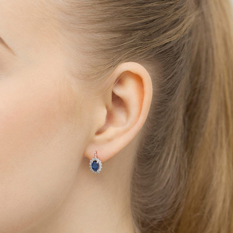 Cercei Aur 14K cu Safir 0.70 ct si Diamante Naturale 0.24 ct, imaginea 2 din 6