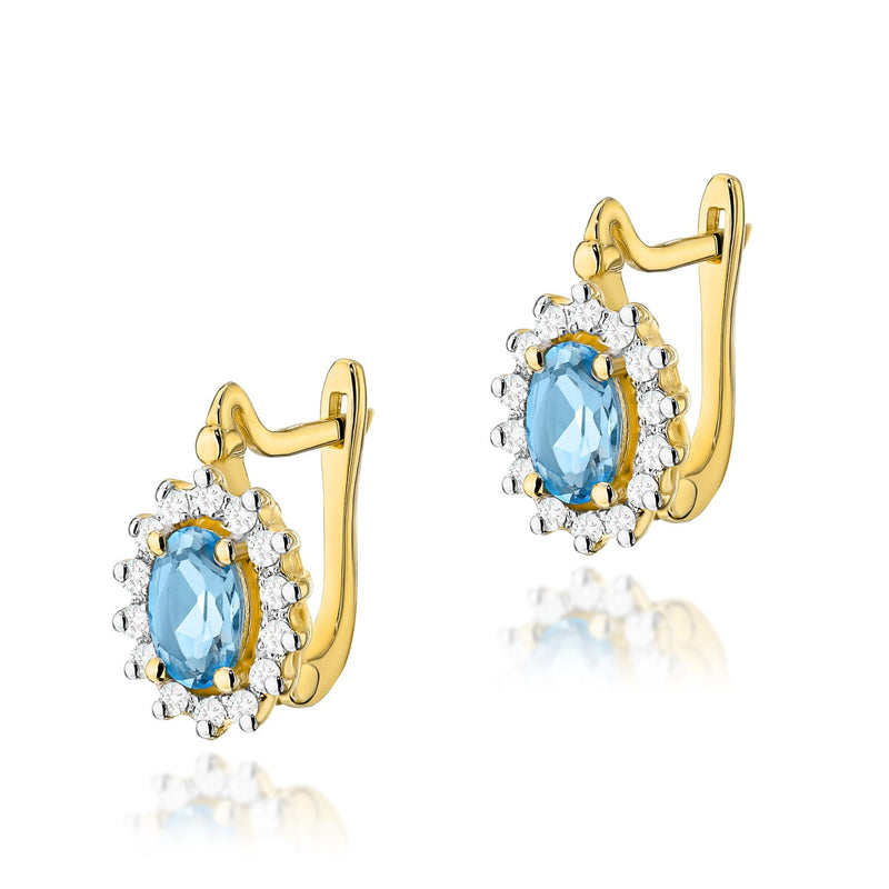 Cercei Aur 14K cu Topaz Swiss 0.50 ct si Diamante Naturale 0.24 ct — Aur galben