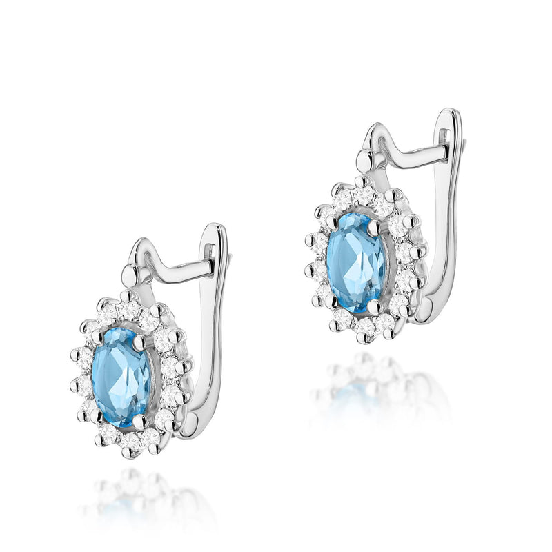 Cercei Aur 14K cu Topaz Swiss 0.50 ct si Diamante Naturale 0.24 ct, imaginea 3 din 6