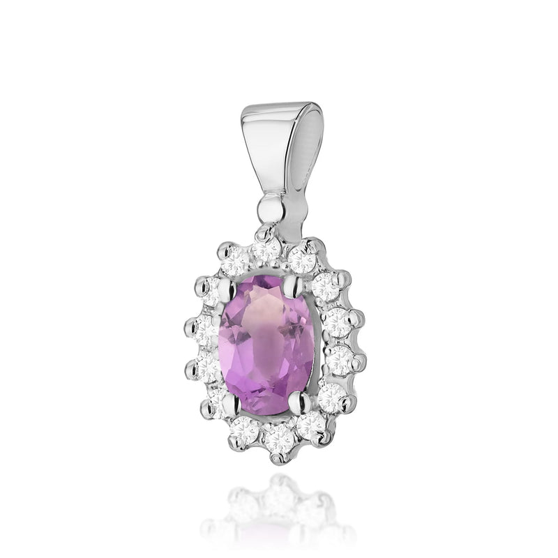 Pandantiv Aur 14K cu Ametist 0.40 ct si Diamante Naturale 0.12 ct, imaginea 1 din 6