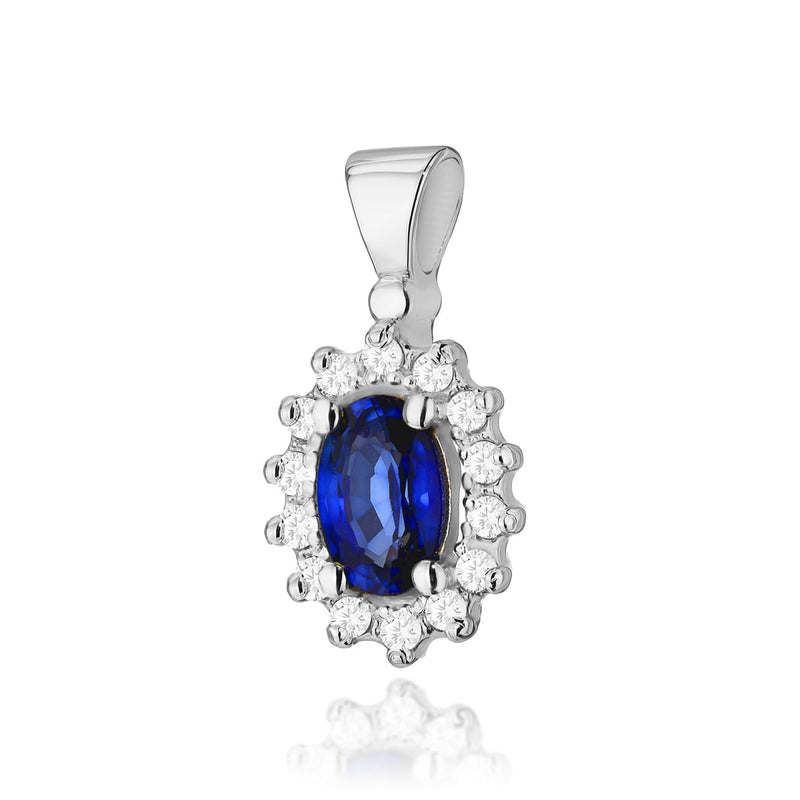 Pandantiv Aur 14K cu Safir 0.70 ct si Diamante Naturale 0.12 ct, imaginea 1 din 6